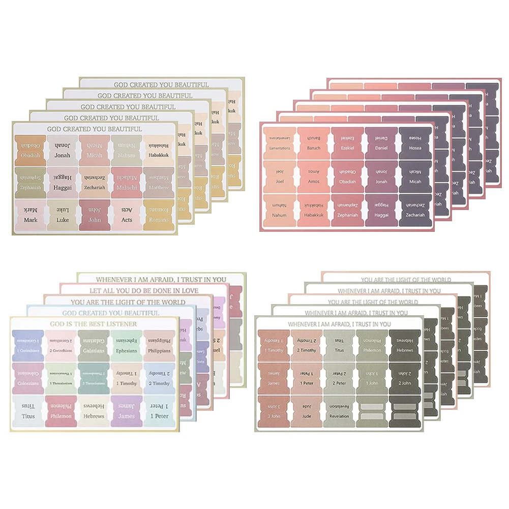 5 Sheet Bible Index Label Sticker Bible Index Tabs Easy Read Bible Book Tabs Large Print Laminated Bible Tabs for Study Reading