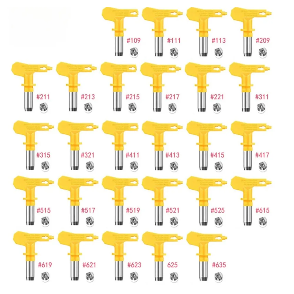 Yellow Airless Spray Nozzle With Multiple Metal Materials And Stainless Steel Finishes, Airless Spray Gun Nozzle Spray Tool
