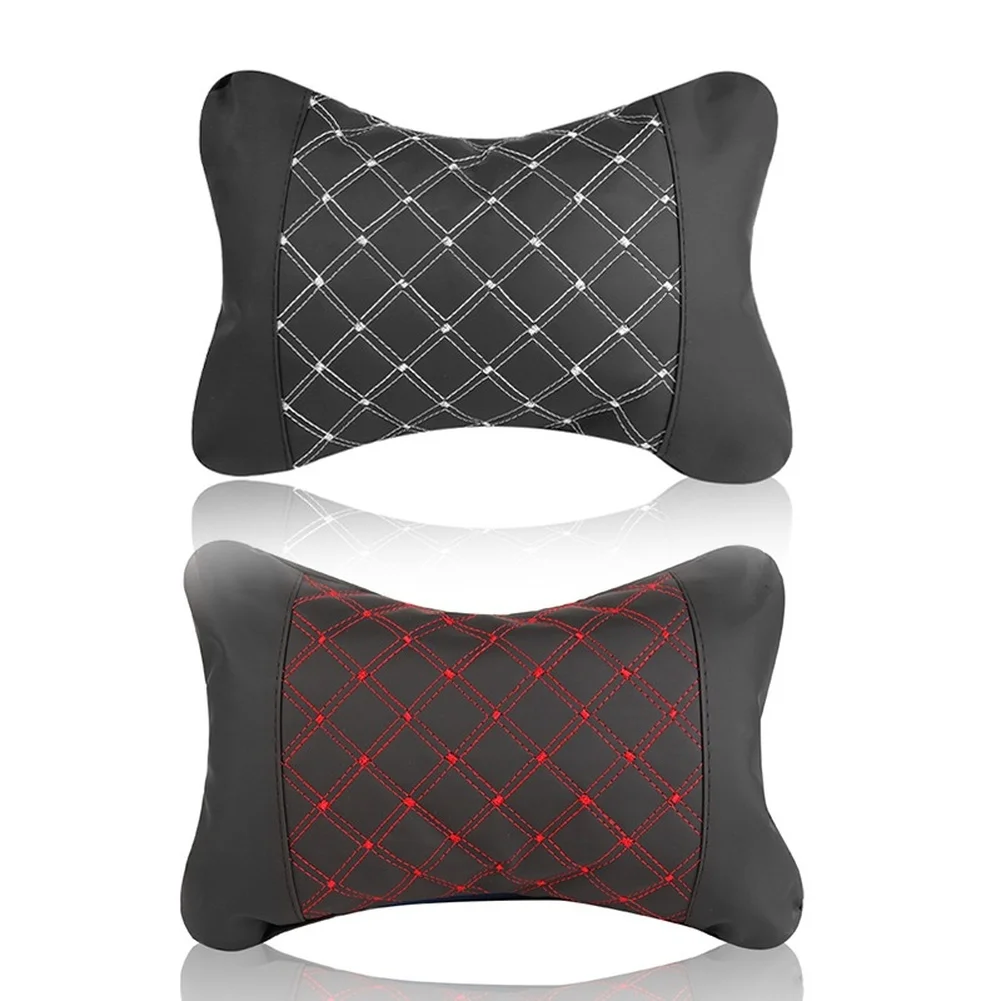 1Pcs Car Headrest Neck Pillow PP Cotton Filling Adjustable Elastic Straps Headrest Neck Rest Cushion Auto Seat Accessories