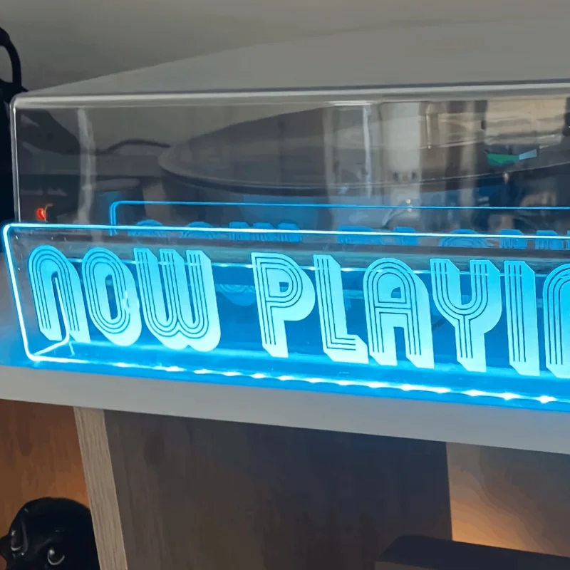 Now Playing Vinyl Record Stand CD Wall Mounted Display Acrylic Album Shelf Decor Room Lighting Gift For Him Neon Sign Holder
