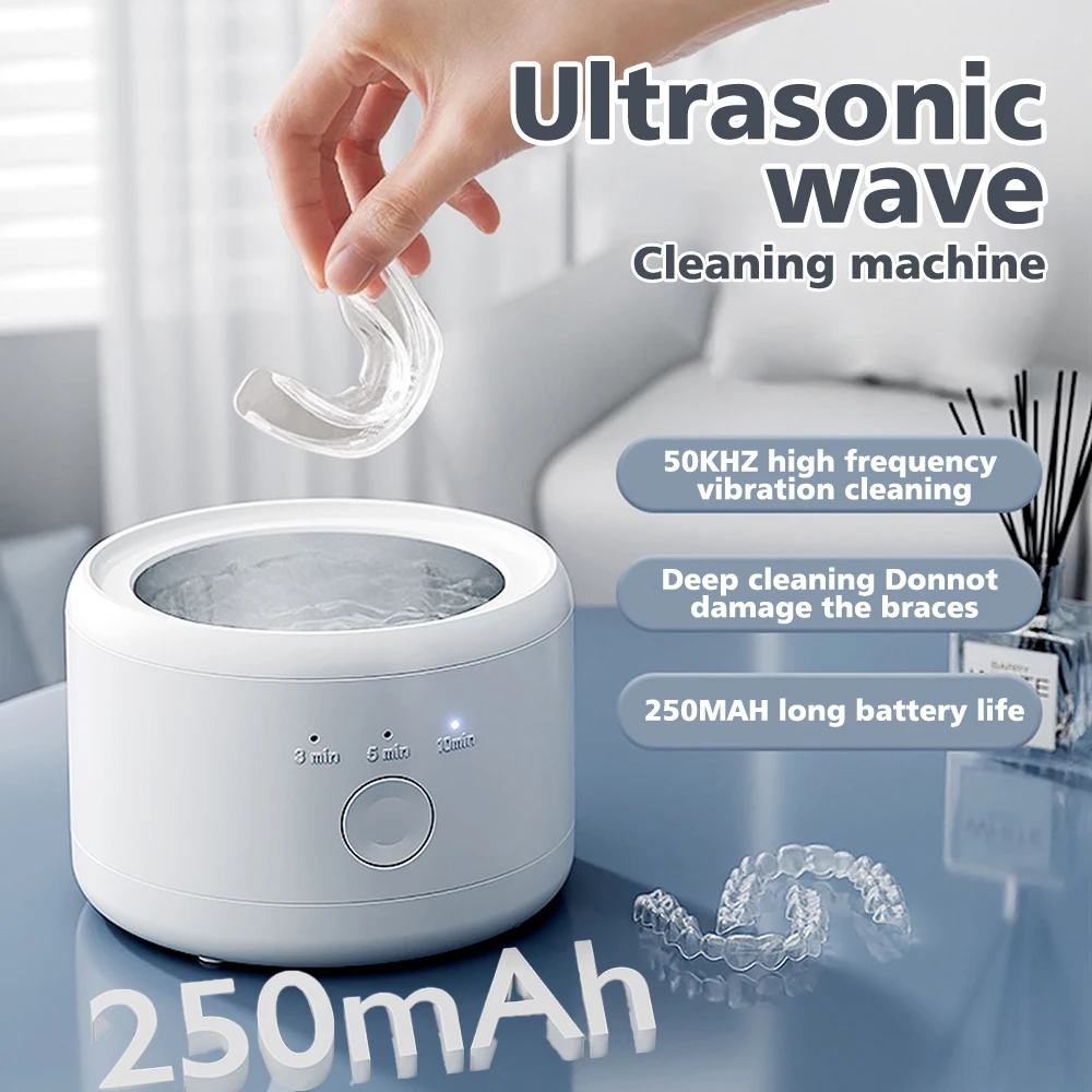 15W Ultrasonic Cleaner for Dentures Professional Ultrasonic Cleaning Machine for All Dental Jewelry Watch Household Washer 160ml