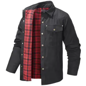 Spring Autumn Mens Flannel Plaid Shirt Jacket Casual Men Retro Lapel Cotton Warm Shirts Men Tactical Windbreaker Jacket Clothing
