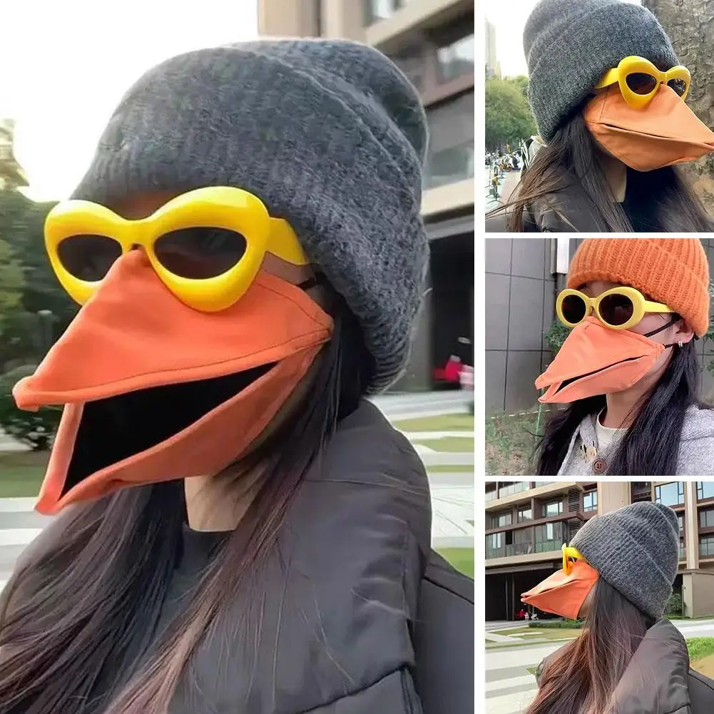 Funny 3D Movable Bird Beak Mask, Breathable Animal Mouth Face Cover for Cosplay Party Gift, Halloween Costume Crow Mask