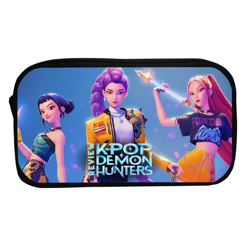 new Hunter Kpop Student Pencil Case Large Cloth Bag For Girl Office School Pen Bag Cartoon Demon Pencil Box Pen Holder Case