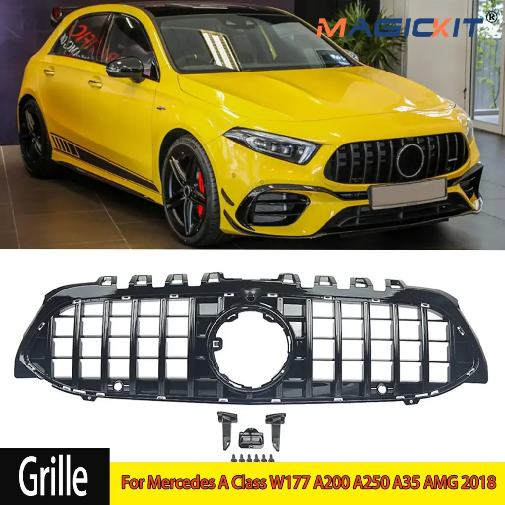 W177 A35 A45 Style Auto Front Bumper Panamericana GTR Grille 2019 2020 2021 2022 Racing Grille for Mercedez Amg GT Grill Accesso