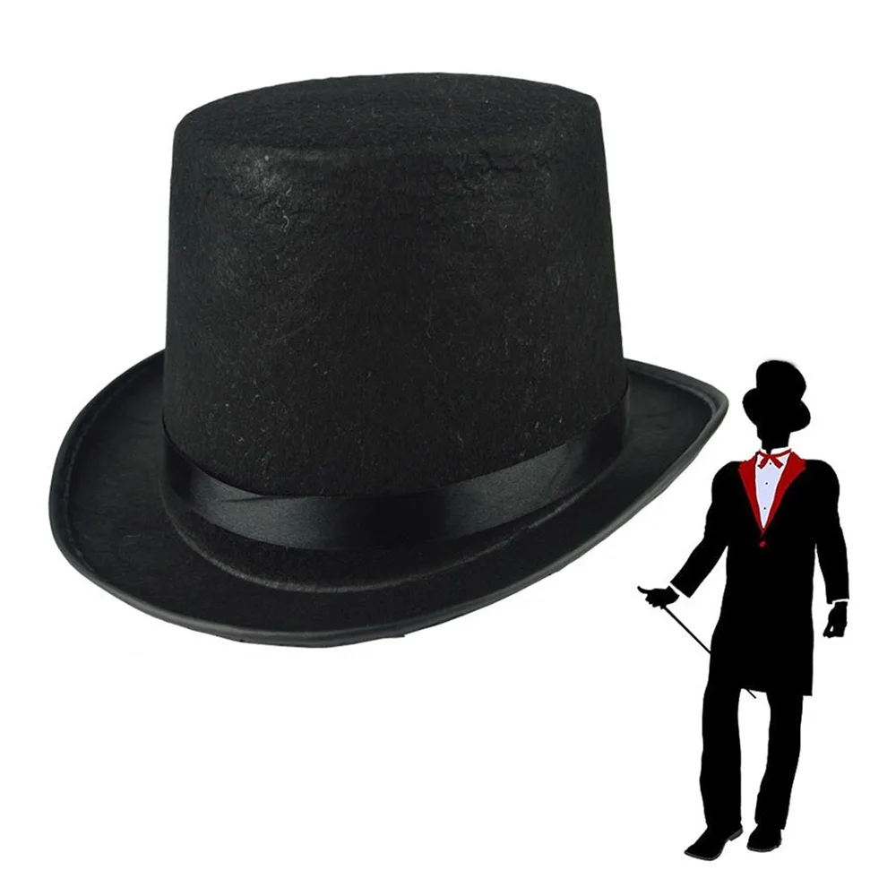 Black Top Hat Kids Adult Magician Hat Deluxe Collapsible Costume Accessory Magician Hat Dark Elegant Jazz Cap Party