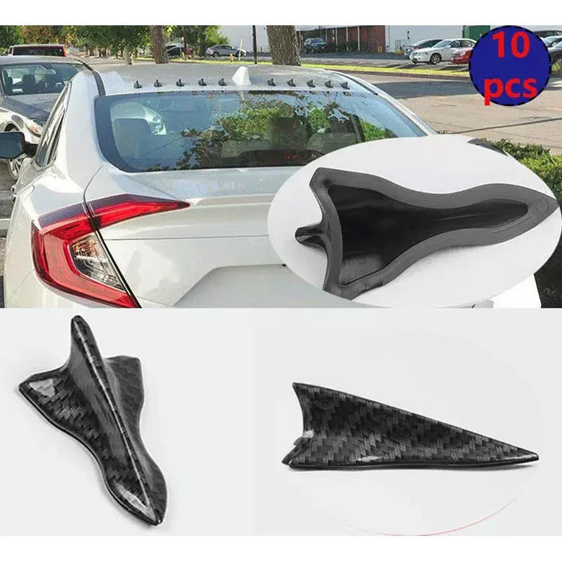 4-10Pc Universal Rear Roof Shark Fins Spoiler Wing Kit Car Roof Spoiler Bumper Spoiler Shark Fin Diffuser Vortex Generator