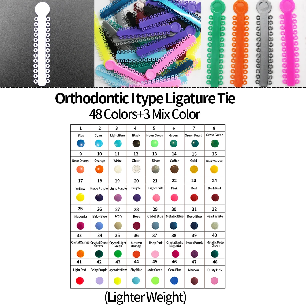 48Colors 40sticks 1040Pcs Orthodontic Ligature Tie Elastic Rubber Tie I type