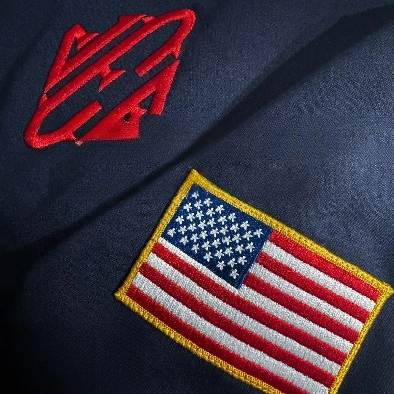 Embroidered Sweatshirt Y2K Retro Stand Collar Quarter Zip Pullover Oversized Casual Sports Streetwear Men's Unisex