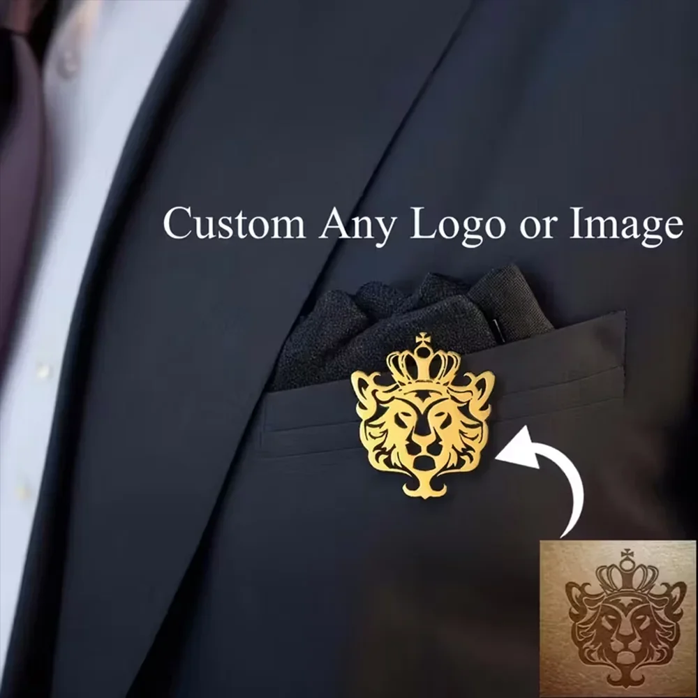 Custom Any Logo Image Brooch Stainless Steel Pins For Men Gentlemen Clothing Accessories Wedding Birthday Brooches Jewelry Gift