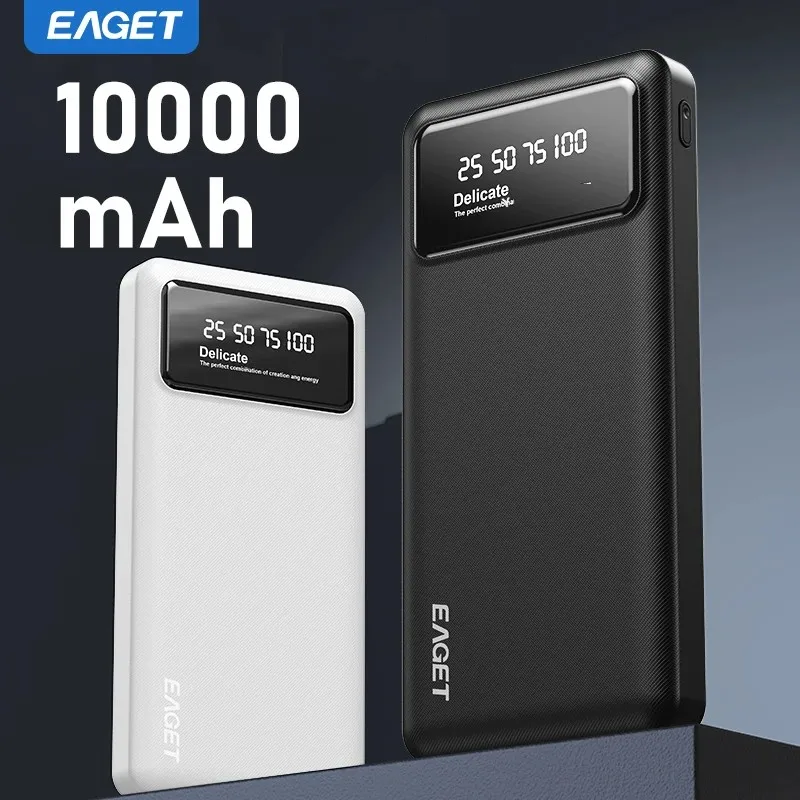 Eaget 10000mAh Power Bank 12W Fast Charging Powerbank Portable External Battery for iPhone 16Pro 15 14 13 Xiaomi Switch Samsung