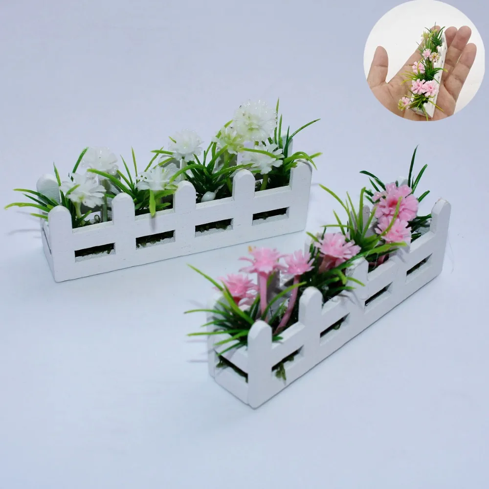 Miniature Fence Flower Simulation Potted Home Decor Mini Flower Ornament Photography Prop Model Fake Plants Decorations