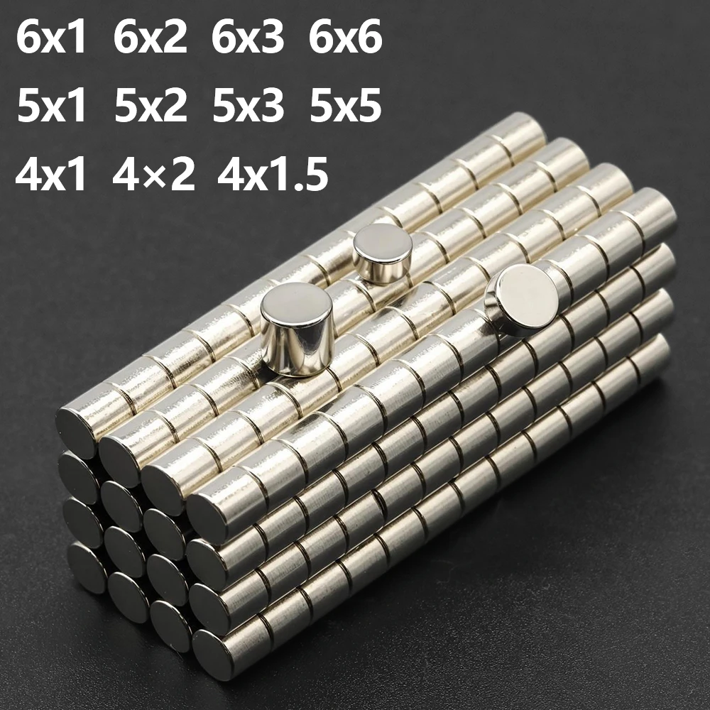 Powerful Neodymium Magnet N35 NdfeB Permanent Magnetic imanes Round Super Strong Fridge Magnets DIY 6x1 6x2 5x1 5x3 4x1.5 4x2