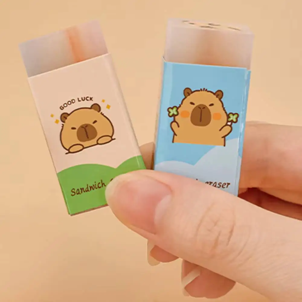 1-2-10 pcs Cute Kawaii Creative Capibara Rubber Stationery School Supply Novelty Lovely Eraser