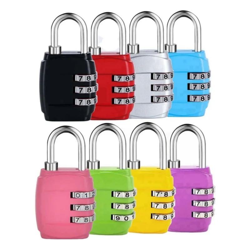 Colorful 3 Digit Combination Padlock Resettable Code Luggage Locks Anti Theft Password Lock for Travel,Backpack,Locker,Gym,Tent