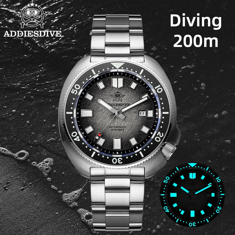 ADDIESDIVE Men Watch Sapphire Glass AR Coated Quartz Watches Luminous 200m Waterproof Turtle Diver Watch Reloj Hombre AD2511