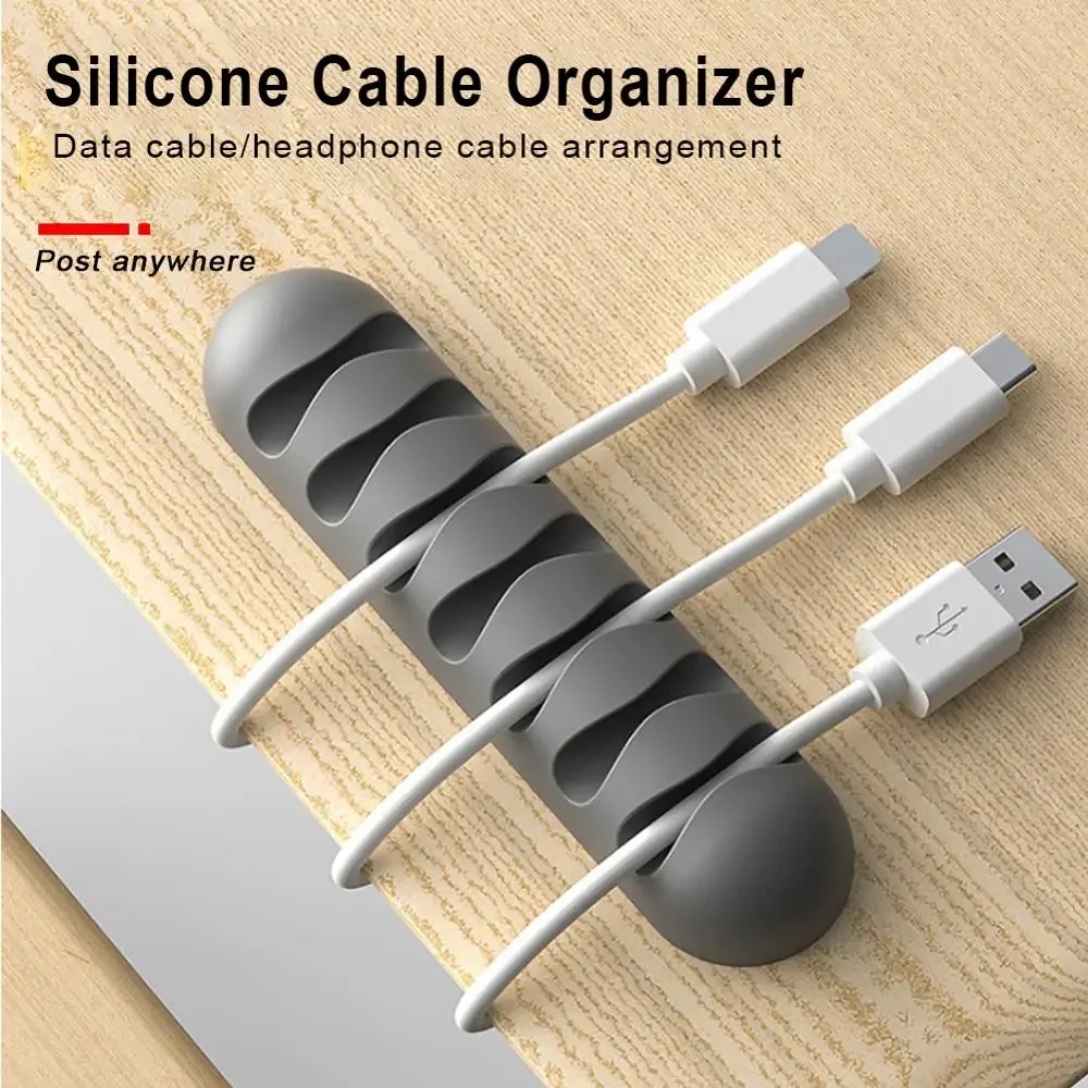 Smart Cable Holder Silicone Flexible Cable Winder Wire Organizer Holder Cord Management Clip for USB Earphone Network Cable