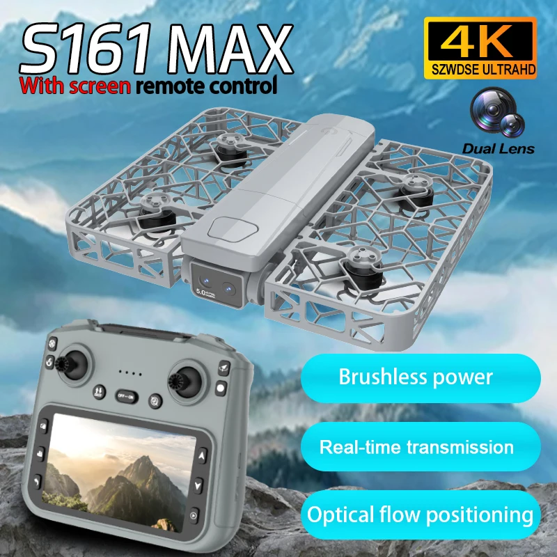 2025 NEW MIni S161 MAX Drone 4K HD Professinal Dual Camera 4.5-inch screen UAV With screen brushless motor Quadcopter Drone Toy