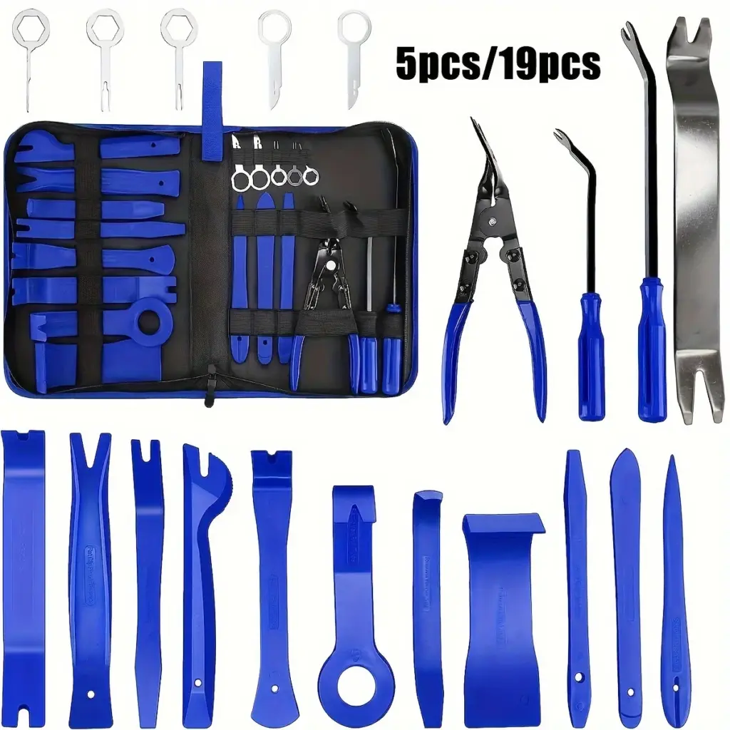 5pcs/19pcs Trim Removal Tool Set & Clip Plier Upholstery Remover Nylon Car Panel Removal Set with Portable Storage Bag