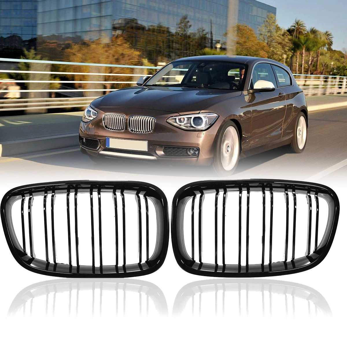 Front Grille For BMW F20 F21 1 Series 2010-2014 Car Front Kidney Grill Racing Grills Glossy Black Grills