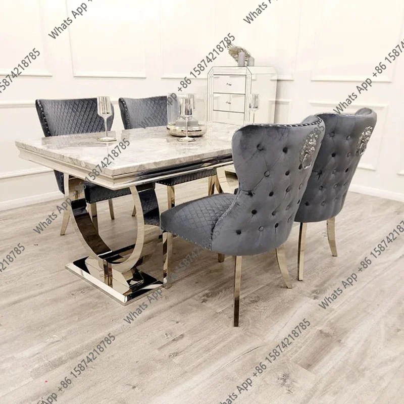 J Furniture Dining Table Silver Dining Set With 4 Chairs Designer High Luxury Dining Table X