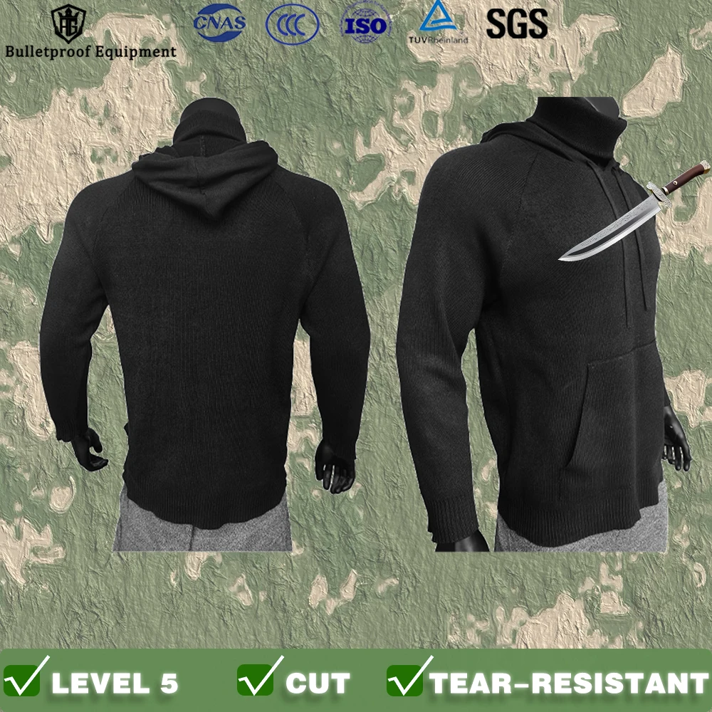 Outdoor Work Self-Defense Anti-Cut Level 5 Hoodie With Neck Cover EU EN388 CE Level 5 Casual Loose Sports Anti-Cut Clothing