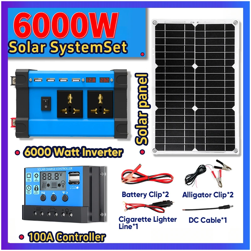 Off-Grid Power Bundle: 6000W Bendable Solar System with MPPT Controller & Hybrid Inverter for Cabins/Vans