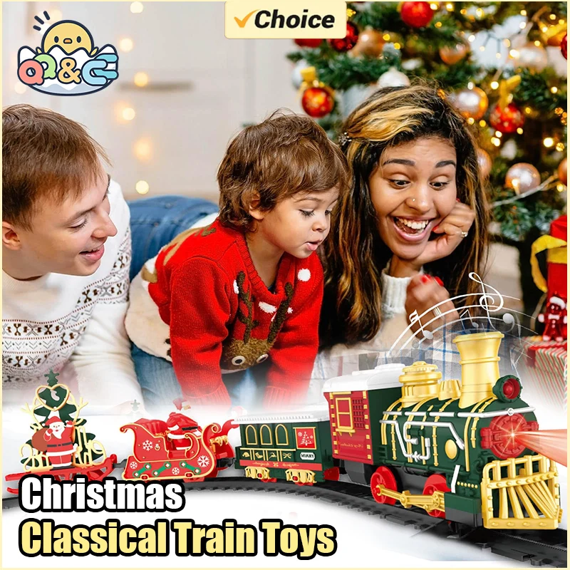 Christmas Series Classical Remote Control Small Train Track Electric Steam Track Train Model Lights Children's Holiday Gifts