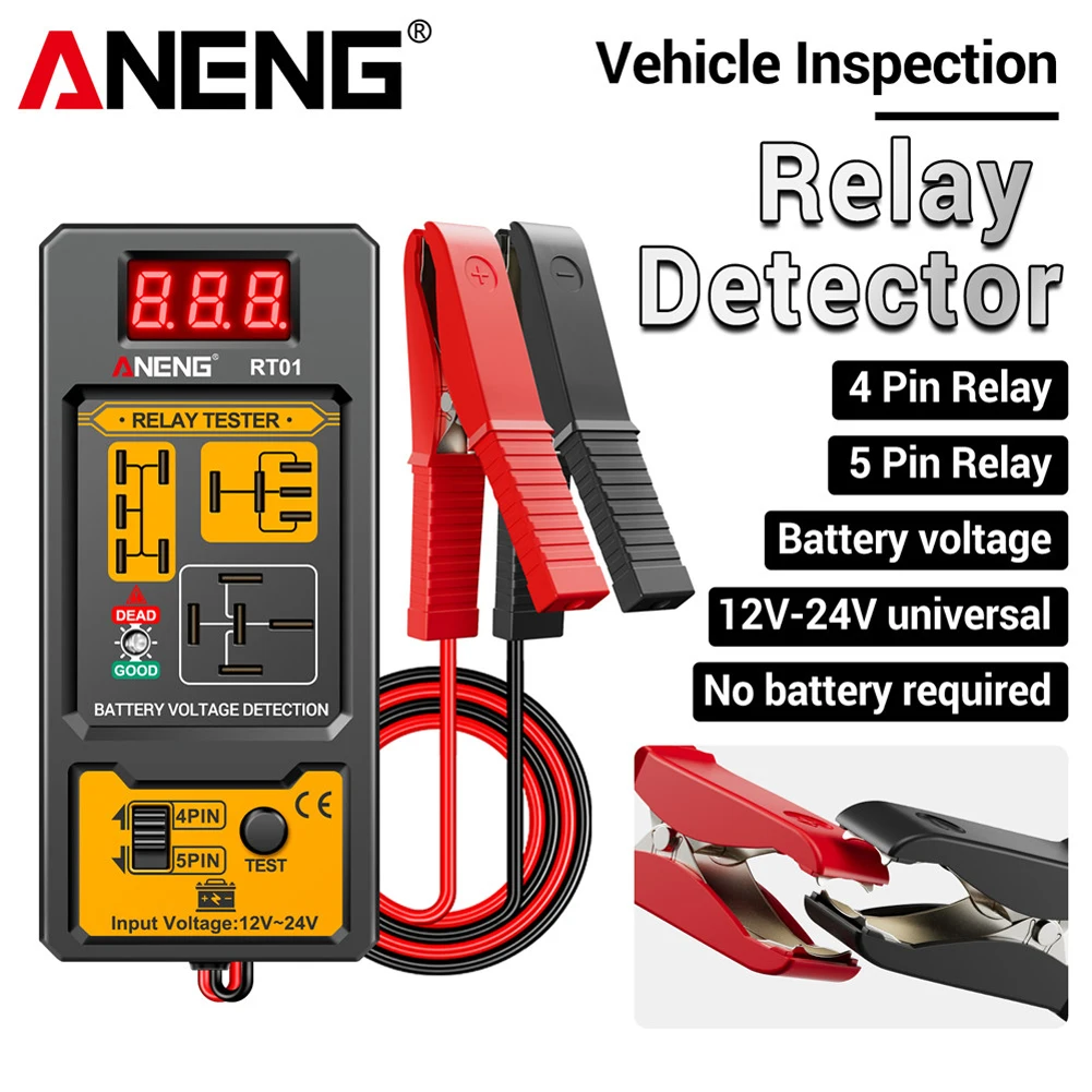 ANENG RT01 Relay Tester Aermotor 11-25V Car Battery Voltage Detector LED Indicator Light Alternator Analyzer Diagnostic Tool