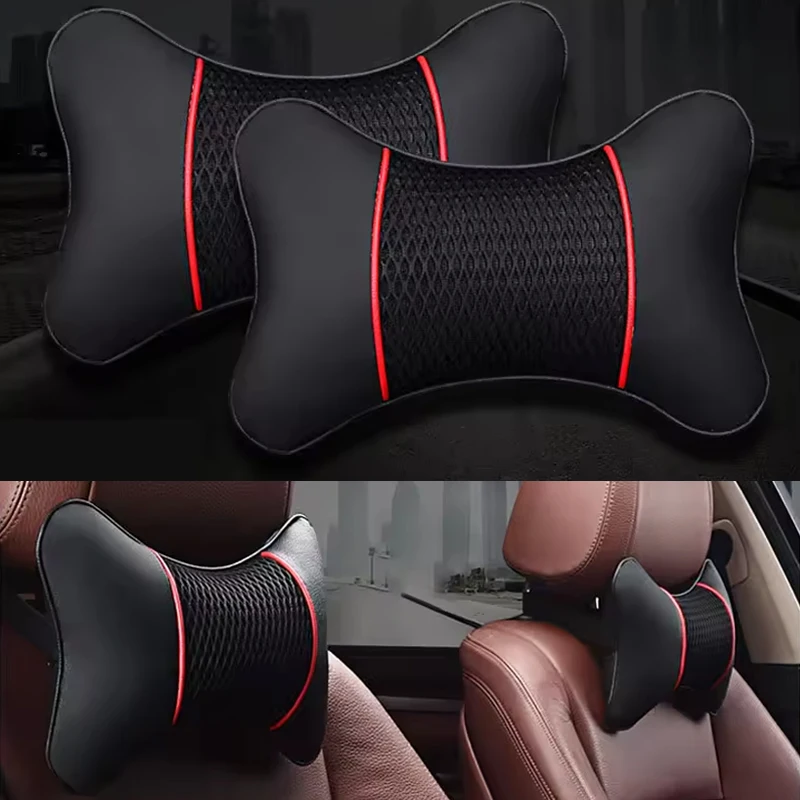 Universal Car Neck Pillow - High-Quality PU Leather, Breathable and Comfortable Headrest for Enhanced Driving Comfort