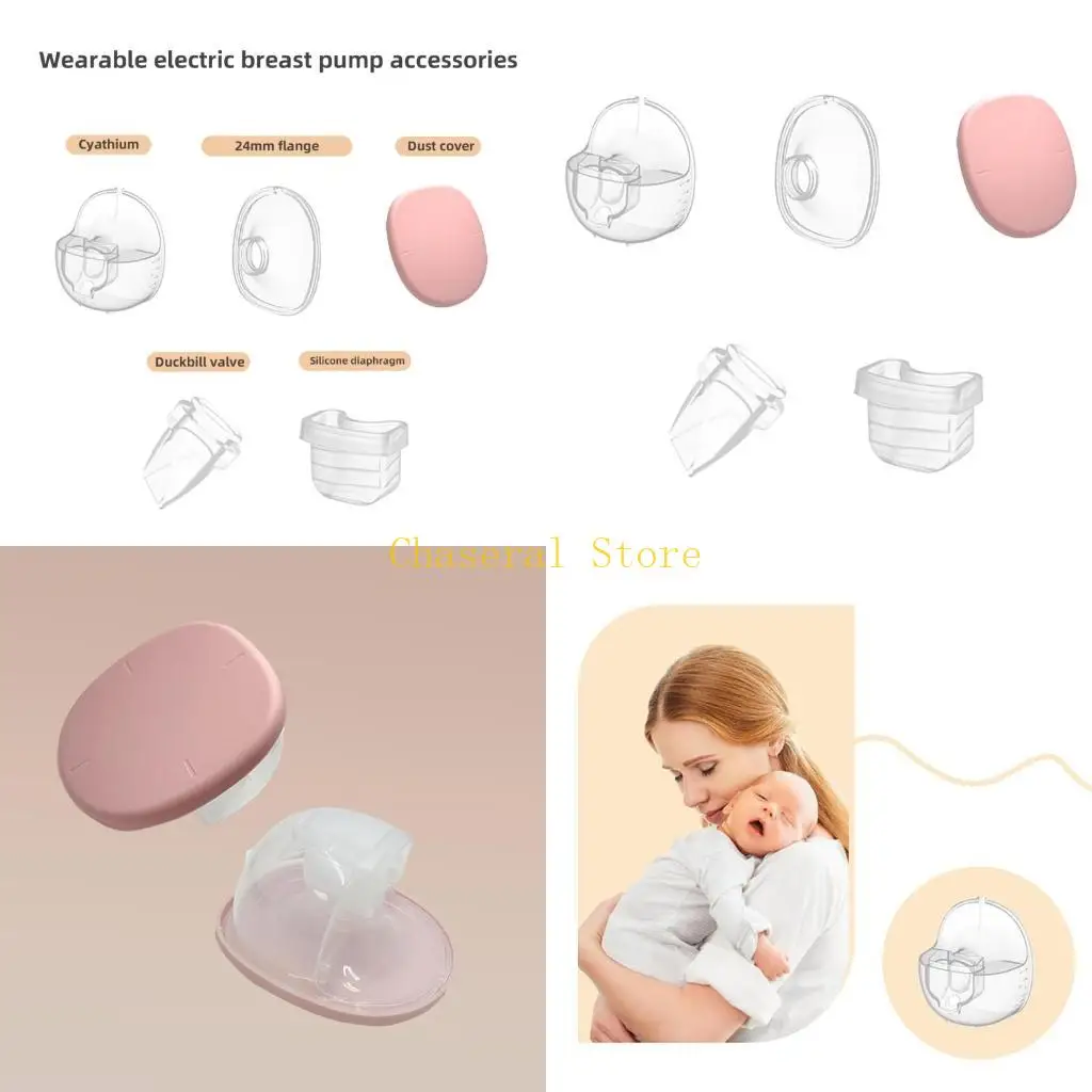 E7CE 5 in 1 Dust Cover Valves 24/27mm Flange Insert for S18 S21 Electric Breast Pumps