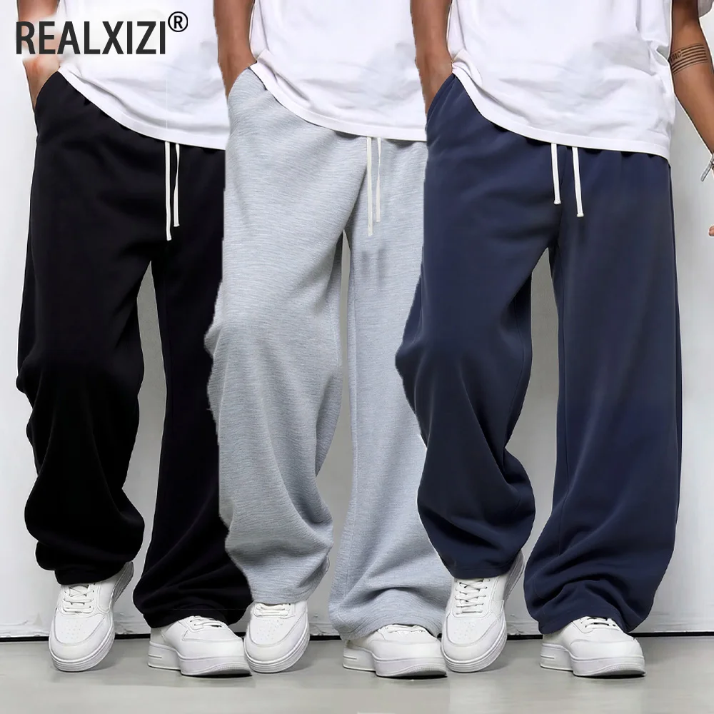 Men's Loose-fit Straight-leg Casual Pants Fashion Korean Wide-leg Sweatpants Outdoor Comfortable Lightweight Long Pants for Men