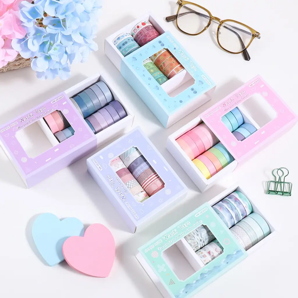 20 rolls/box of colorful fruit plant geometric patterns washi tape, handmade scrapbook decoration materials, gifts for classmat