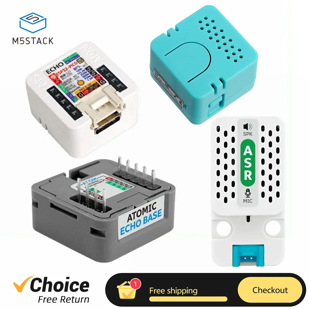 Original M5Stack ATOM Echo or Base ASR ESP32 Programmable Smart Speaker Development Board Kit For Home Assistant Voice Control