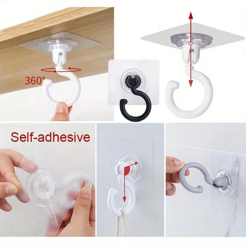2 Pieces of 360 Degree Rotating Self-adhesive Ceiling Hooks, Suitable for Hanging Chandeliers, Plant Lights, Wind Chimes, Etc