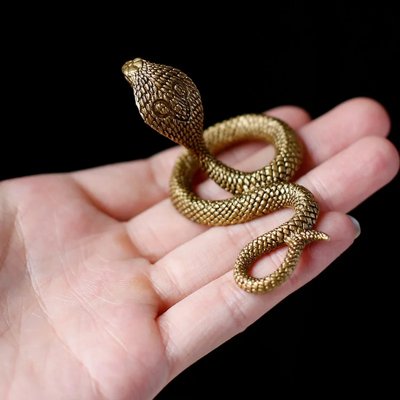 New Vintage Copper Snake Ornament Decorations Tea Pet Antique Animal Boa Figurines Miniatures Home Decor Accessories for