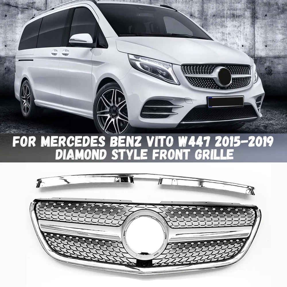 Front Bumper Grille Racing Grill Diamond Style Grill For Mercedes Benz Vito V W447 2015-2019 V250 V300 V260 Tuning Body Kit