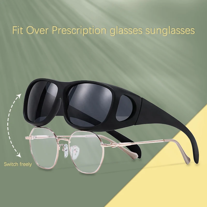 Sunglasses Fit Over Glasses Polarized 100% UV Protection Wrap-around Sunglasses for Women Man Driving Fishing Hiking Cycling