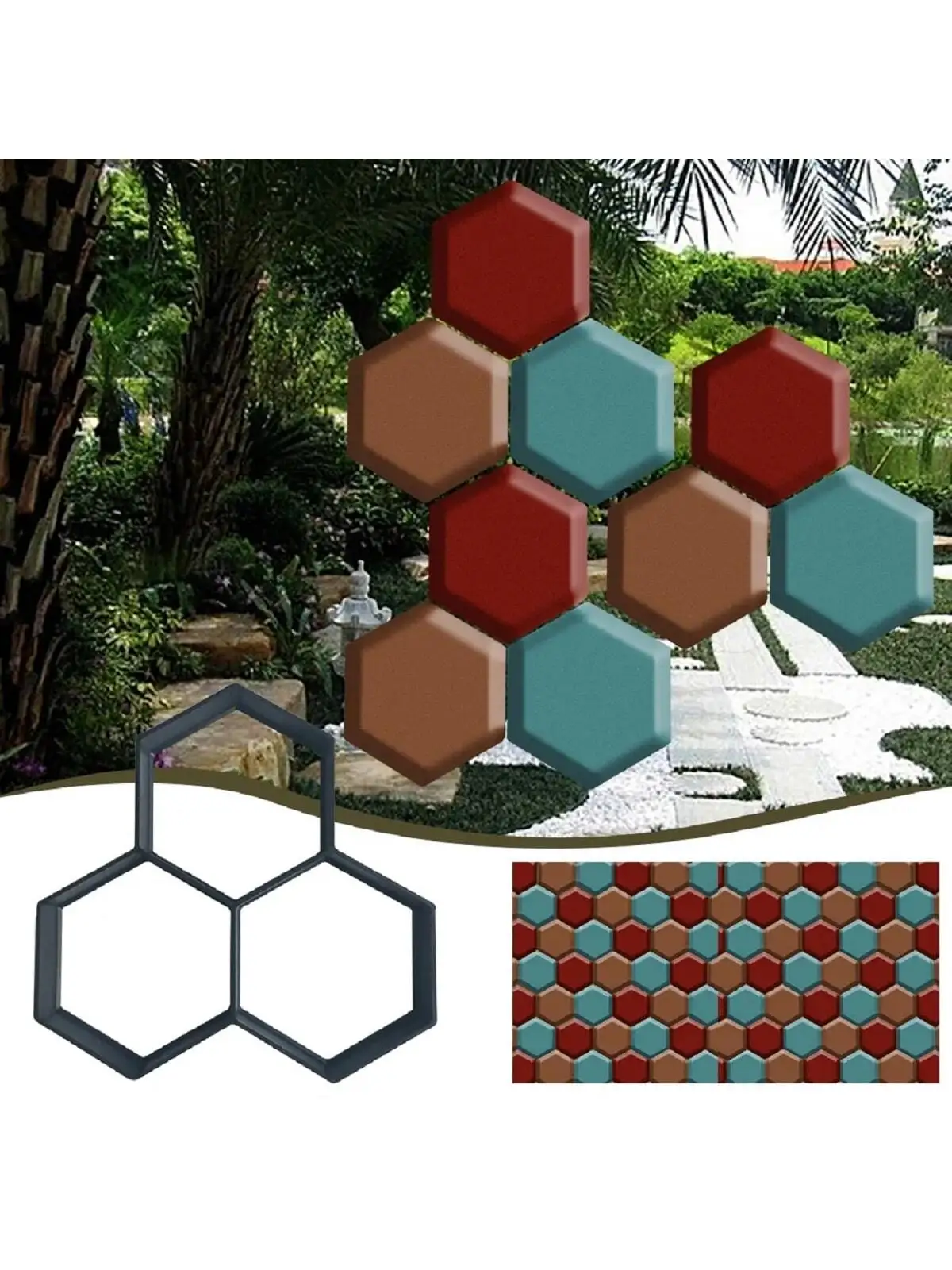 Pavement Mold Garden Path Maker Plastic DIY Garden Mold Manually Paving Cement Brick Stone Road Concrete Mould Reusable Manually