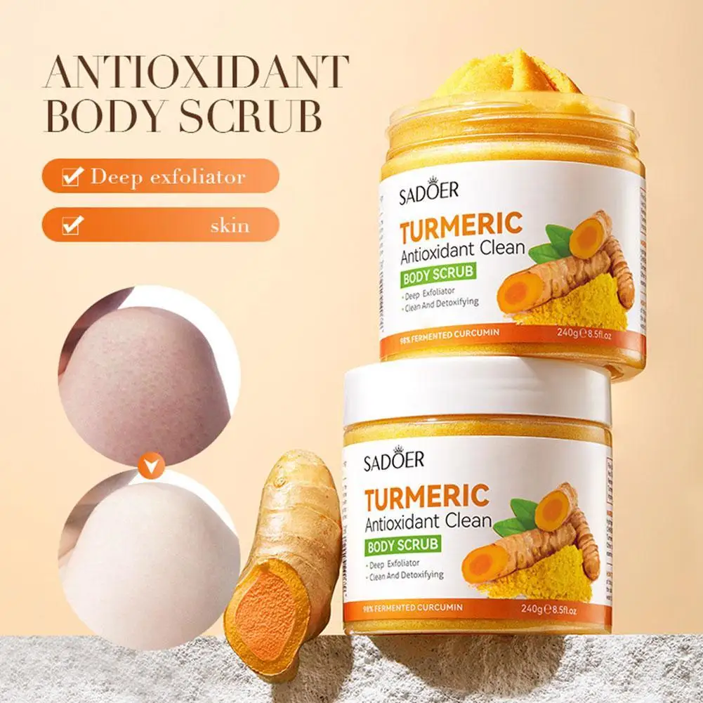Turmeric Brightening Scrub Deep Cleansing Exfoliating Body Scrub Salt Moisturizing Hydrating Smoothing Skin Care