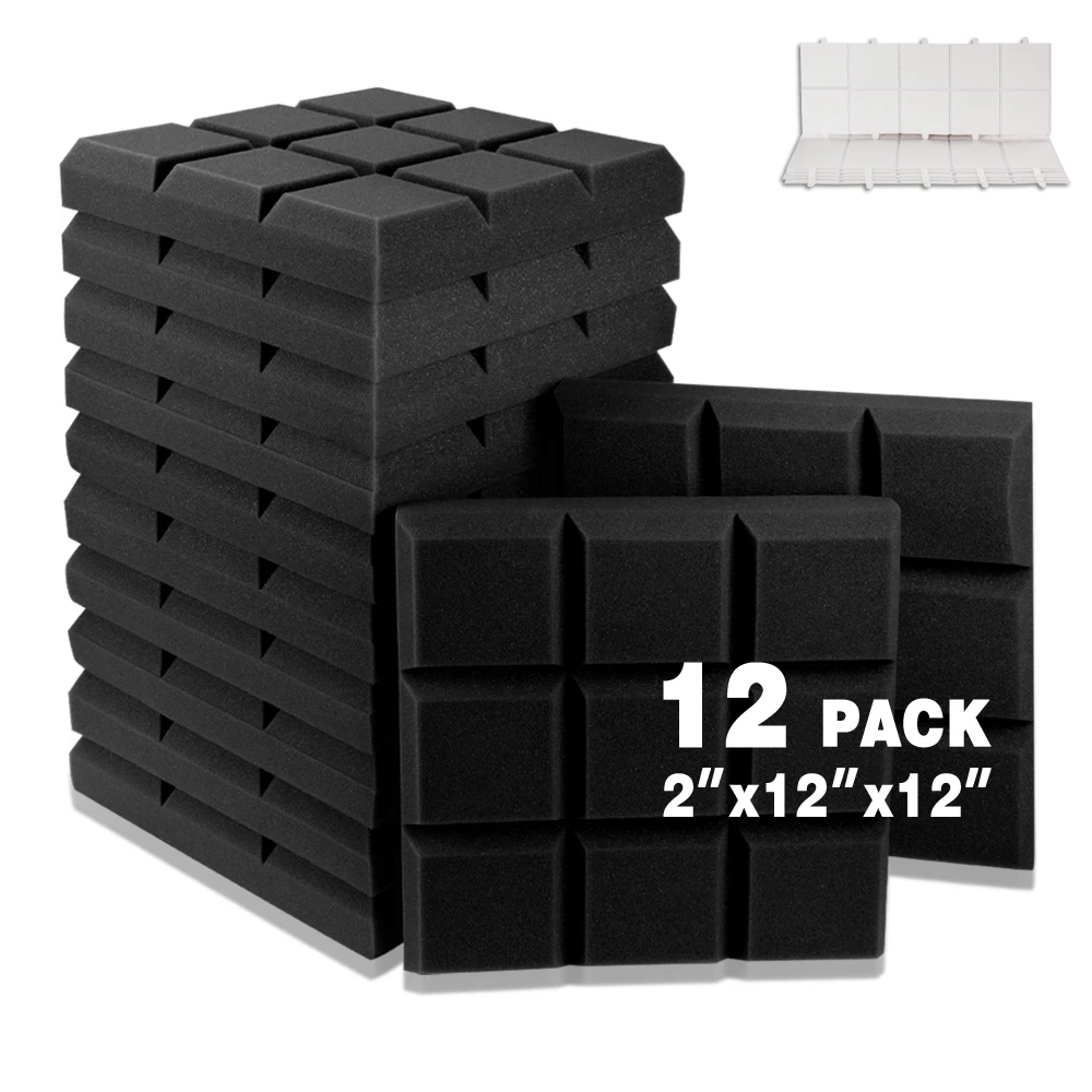 12Pcs Sound Proof Foam Panel Acoustic Foam Panels Studio Soundproofing , Home Wall Acoustic Treatment Sound Material