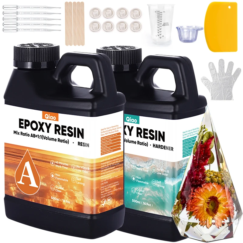 DIY Crystal Epoxy Resin Kit – 1:1 Easy Mix, Rapid Cure Epoxy Resin for Coating, Molding, Jewelry & Small Casting Applications