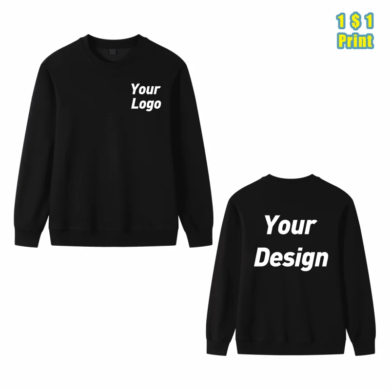 Fashion Cotton Round Neck Sweater Custom Logo Printed Personal Group Brand Embroidery Design Men and Women 9 Colors Pullovers