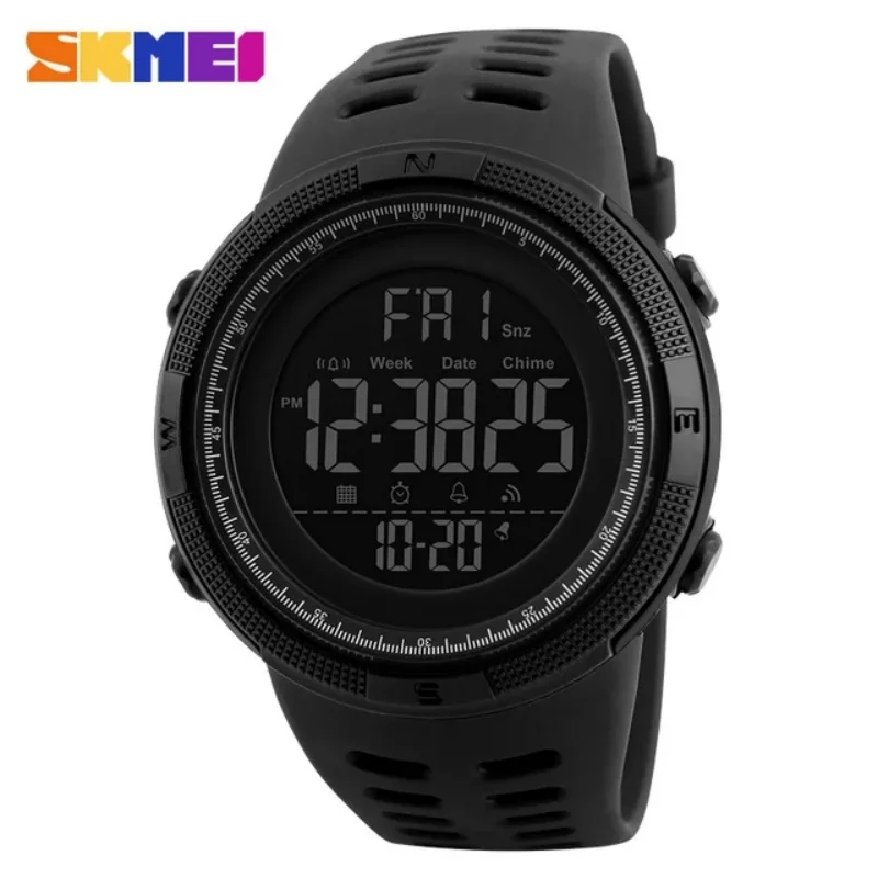 SKMEI 1251 Leisure Sports Waterproof Digital Watch Men's Countdown Electronic Watch Men's Military LED Clock 1655 reloj hombre