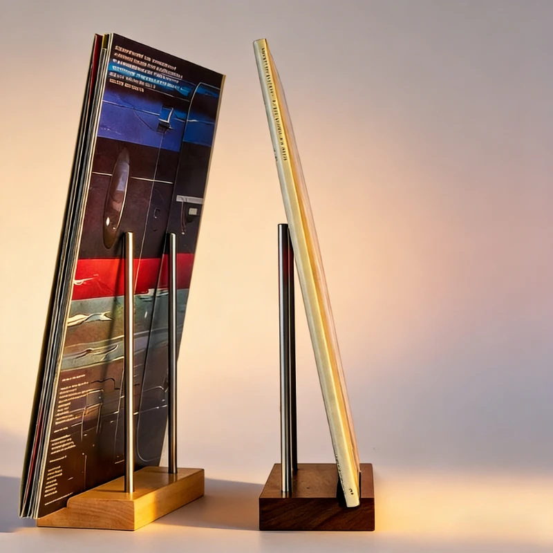 Vinyl Record Stand Desktop CD Storage Holder Multifunctional Display Rack for Tablet Phone Album Organizer Home Office Decor