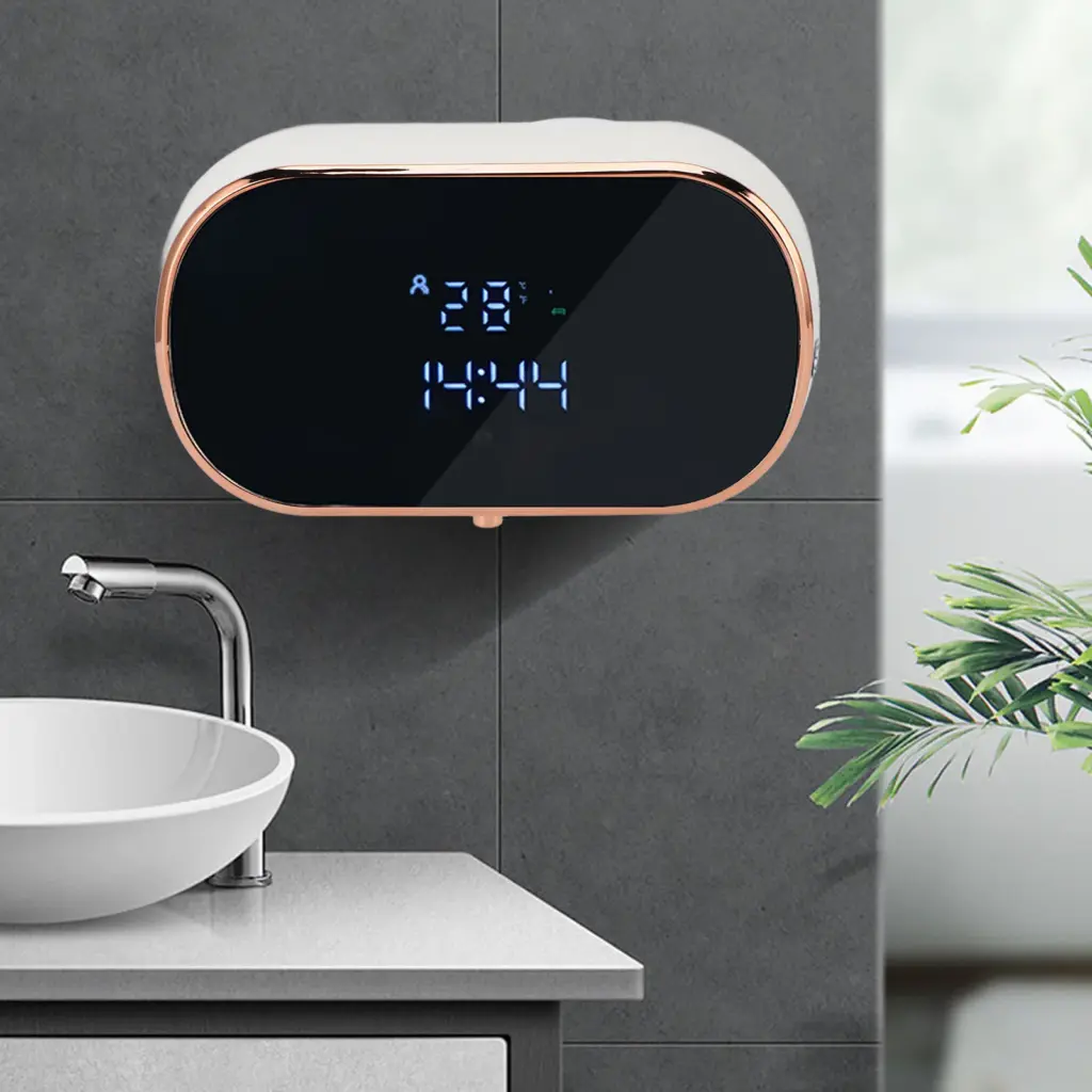 Wall-mounted Automatic Soap Dispenser Large Capacity Touchless Rechargeable Sensor Soap Dispenser with LED Screen, Smart Ele