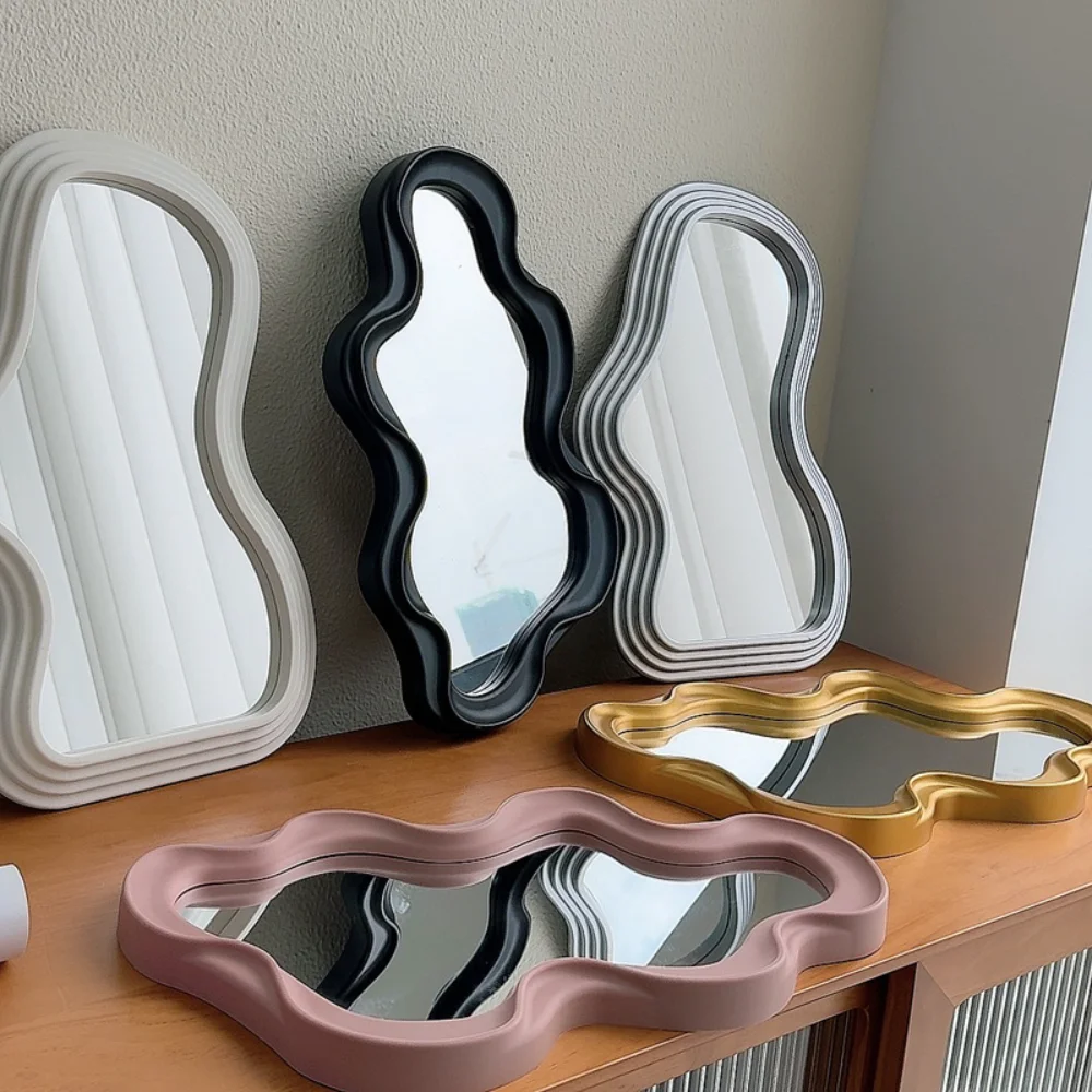 Wave Wall Mirror Versatile Irregular Frame Mirror Shaped Mirror Clear Reflection For Gift Bathroom Home Decor
