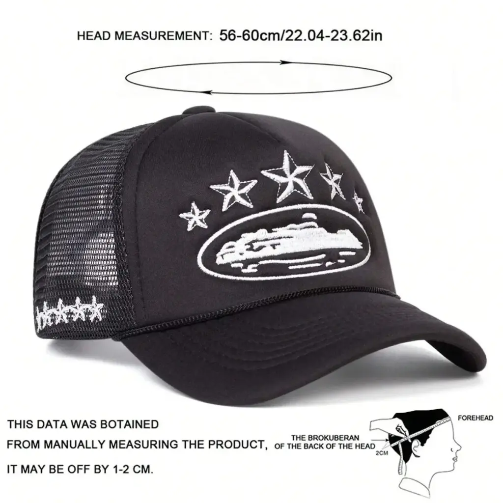 Fashionable Embroidered Baseball Hat Five Star Color blocked Mesh Breathable Summer Duck Tongue Hat Versatile Sunshade Truck Hat