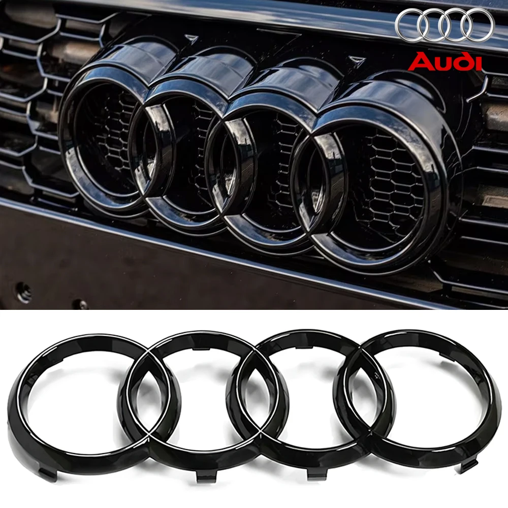 3D ABS 4Ring Logo Car Hood Front Grille Rear Trunk Badge Accessories For Audi A1 A2 A3 A4 A5 A6 A7 A8 S Qyttro Sline RS Q2 Q3 TT