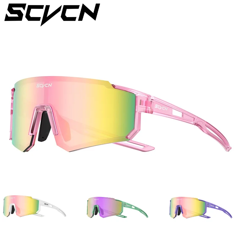 SCVCN Women Sports Sunglasses Pink Fashion Cycling Glassesfor Men Street Shades Driving UV400 Bike Bicycle Hiking Golf Baseball
